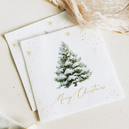 Gold & Pine Tree Christmas Serviette