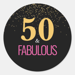 Gold Pink 50 & Fabulous Typografy Sticker