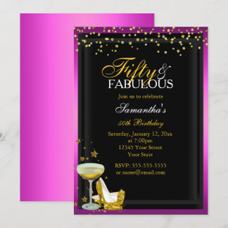 Gold Pink 50 Fantastische Einladung zum Geburtstag