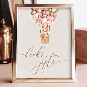 Gold Pink Bear Balloons Bücher Geschenke Kinderdus Fotodruck