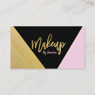 Gold Pink Black Makeup Modernes Skript Pinselstric Visitenkarte