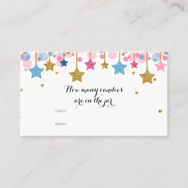 Gold Pink Blue tinkle Wie viele Candies im Glas Begleitkarte (Vorderseite)