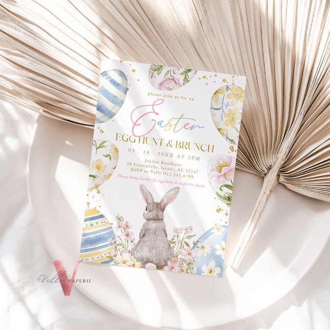 Gold Pink Blue Yellow Oaster Egg Hunt & Brunch Inv Einladung (Von Creator hochgeladen)
