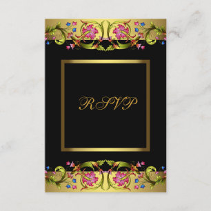 Gold Pink Blumen Damen 50. Geburtstagsfeier RSVP Karte
