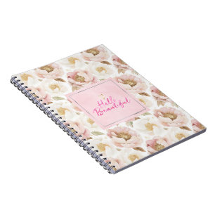 Gold Pink Blumen Hello Beautiful  Notizblock
