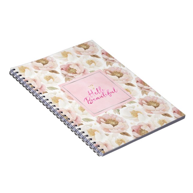Gold Pink Blumen Hello Beautiful  Notizblock (Rechte Seite)