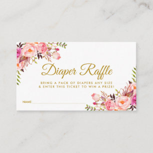 Gold Pink Blush Baby Dusche Windelwaschkarte Begleitkarte