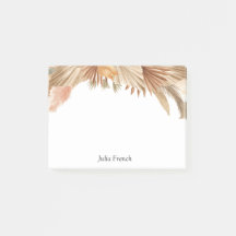 Gold Pink Boho Pampas Grass Post-It® Notes