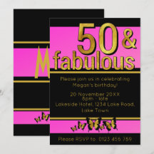 Gold Pink Butterfly 50 & Fabulous 50. Geburtstag