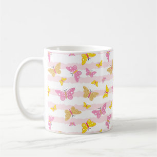 Gold & Pink Butterfly Kaffeetasse