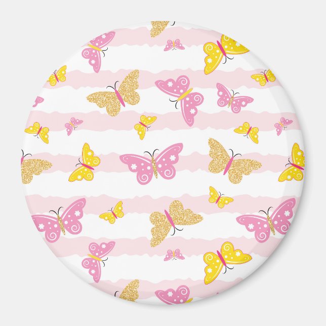 Gold & Pink Butterfly Magnet (Vorne)