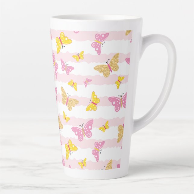 Gold & Pink Butterfly Milchtasse (Rechts)