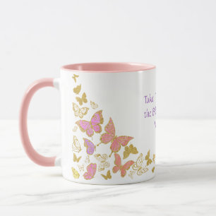 Gold Pink Butterfly Nehmen Sie sich Zeit, um die S Tasse