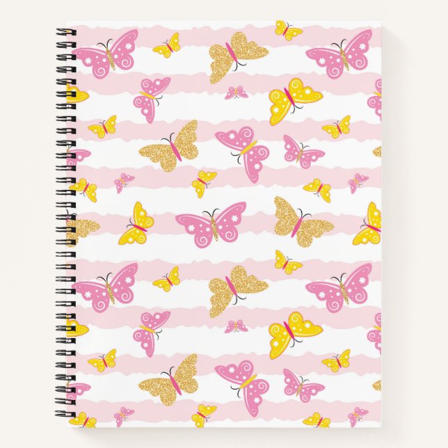 Gold & Pink Butterfly Notizbuch (Vorderseite)