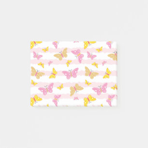 Gold & Pink Butterfly Post-it Klebezettel