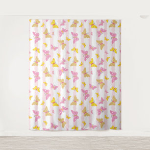 Gold & Pink Butterfly Wandteppich