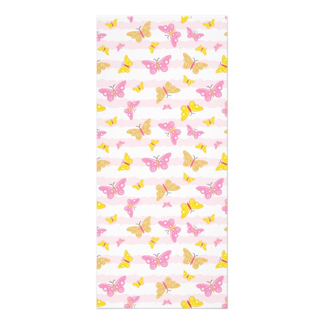 Gold & Pink Butterfly Werbekarte (Vorne)