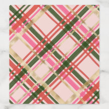 Gold & pink Christmas plaid 