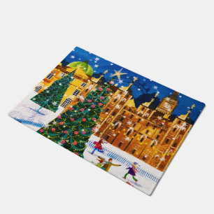 Gold Pink Christmas Winter Ice Skaten Fußmatte