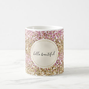 Gold Pink Confetti Glitzer Personalisiert     Kaffeetasse