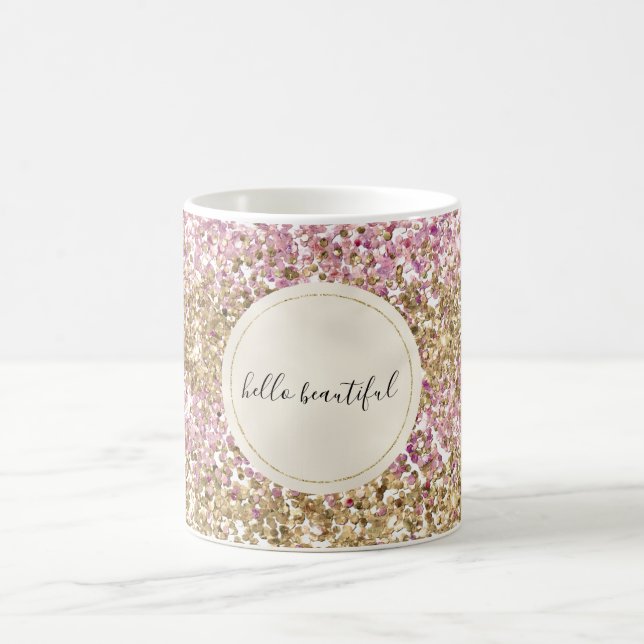 Gold Pink Confetti Glitzer Personalisiert     Kaffeetasse (Mittel)