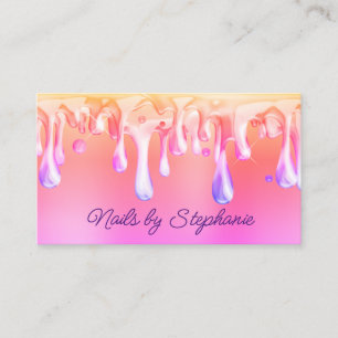 Gold Pink Coral Ombre Liquid Tropfen Visitenkarte
