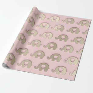 Gold Pink Elephants Baby Dusche Prinzessin Boy Gir Geschenkpapier