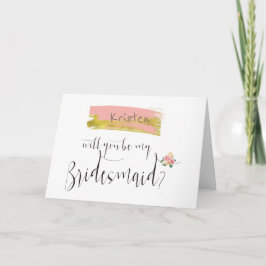 Gold Pink Floral Bouquet werden Sie meine Bridesma Einladung