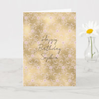 Gold Pink Floral Lace