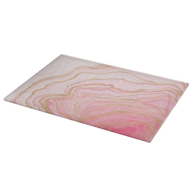 Gold Pink Fluid Liquid Painting Schneidebrett (Ecke)