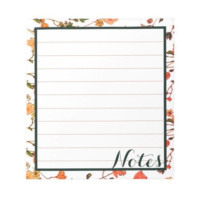 Gold Pink & Forest Green Calligraphy Elegant Lined Notizblock (Vorderseite)
