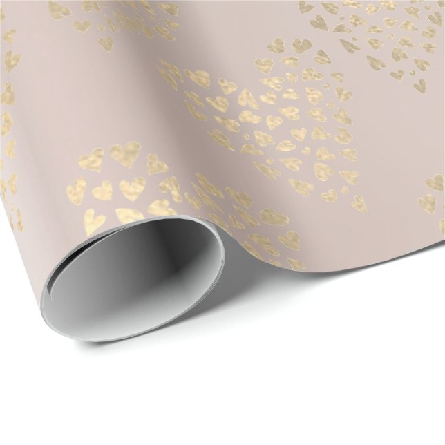 Gold Pink Foxier Delicate Sweet Heart Pearl Blush Geschenkpapier (Rolleneckpunkt)