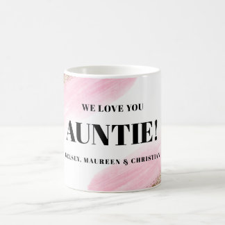 Gold Pink Gift for Auntie with Names Kaffeetasse