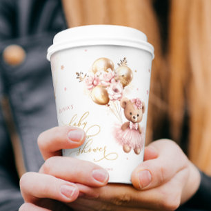 Gold Pink Girl Babydusche wir können frühzeitig ab Pappbecher