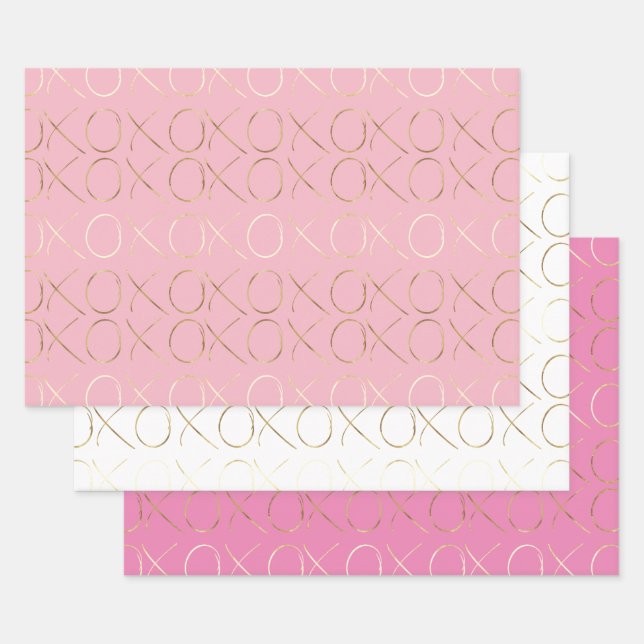 Gold Pink Girly Glam XOXO Geschenkpapier Set (Set)
