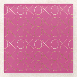 Gold Pink Girly Glam XOXO Liebe Glasuntersetzer