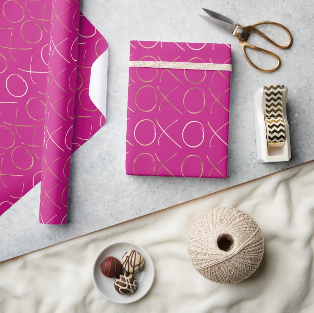 Gold Pink Glam XOXO Geschenkpapier (Kunsthandwerk)