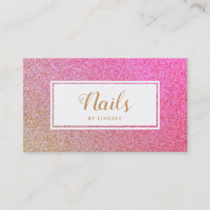 Gold Pink Glitter Nageldesignerin Visitenkarte