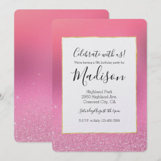 Gold Pink Glitz Einladung