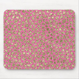 Gold Pink Glitz Leopard Print Mousepad