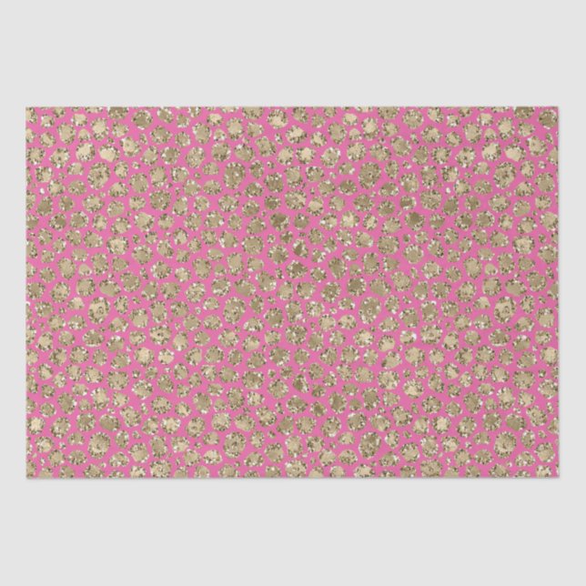 Gold Pink Glitz Leopard Print Seidenpapier (Vorderseite)