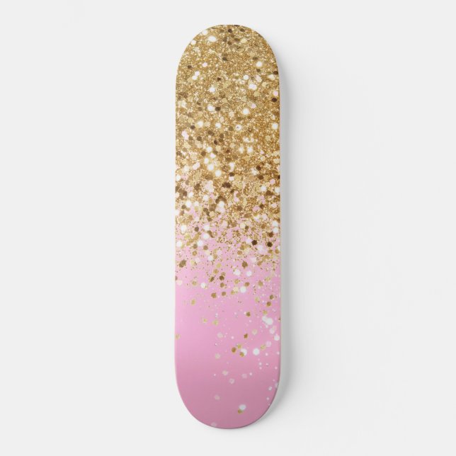Gold Pink Glitzer #1 Skateboard (Vorderseite)