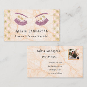 Gold & Pink Glitzer Eyelashes & Foto Visitenkarte