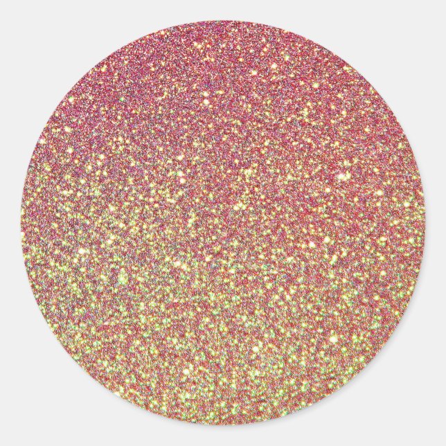 Gold Pink Glitzer Textur Runder Aufkleber (Vorderseite)