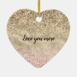 Gold Pink Glitzy Glitzer Liebe Keramik Ornament