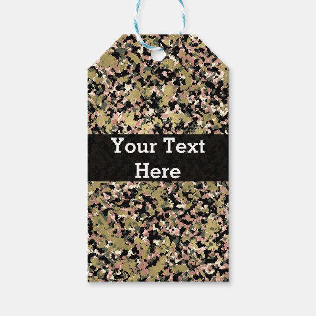 Gold Pink Green Black Camouflage Muster Print Geschenkanhänger (Vorderseite)