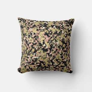 Gold Pink Grün Schwarz Tarnmusterdruck Kissen