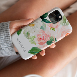 Gold Pink ivory Watercolor Floral with Your Name Case-Mate iPhone Hülle