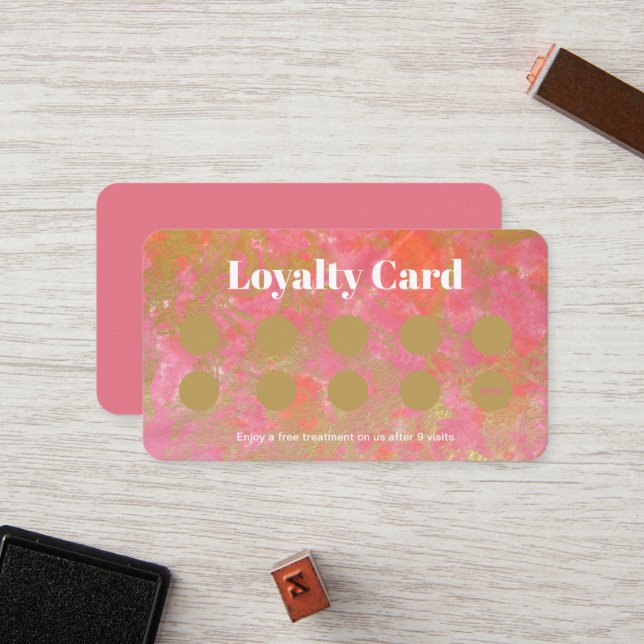 Gold Pink Marble Make up Artist Loyalty Card Treuekarte (Vorderseite/Rückseite Beispiel)