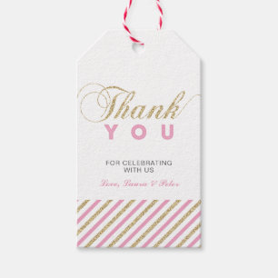 Gold & Pink Moderne Dankeschön-Partygeschenk-Anh Geschenkanhänger